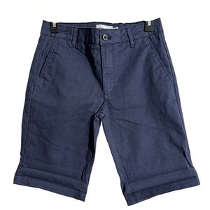 TOPMAN Navy Blue Chino Shorts Size 28 Flat Front Cotton Blend